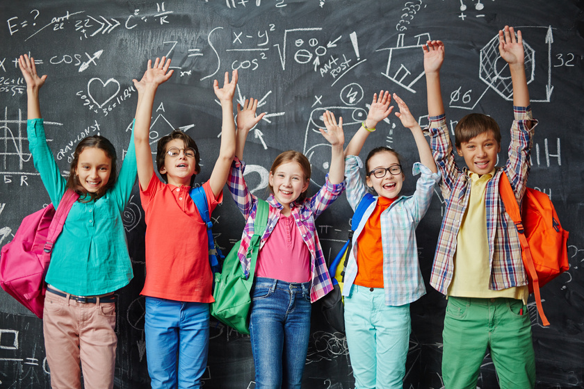 Ecstatic schoolchildren